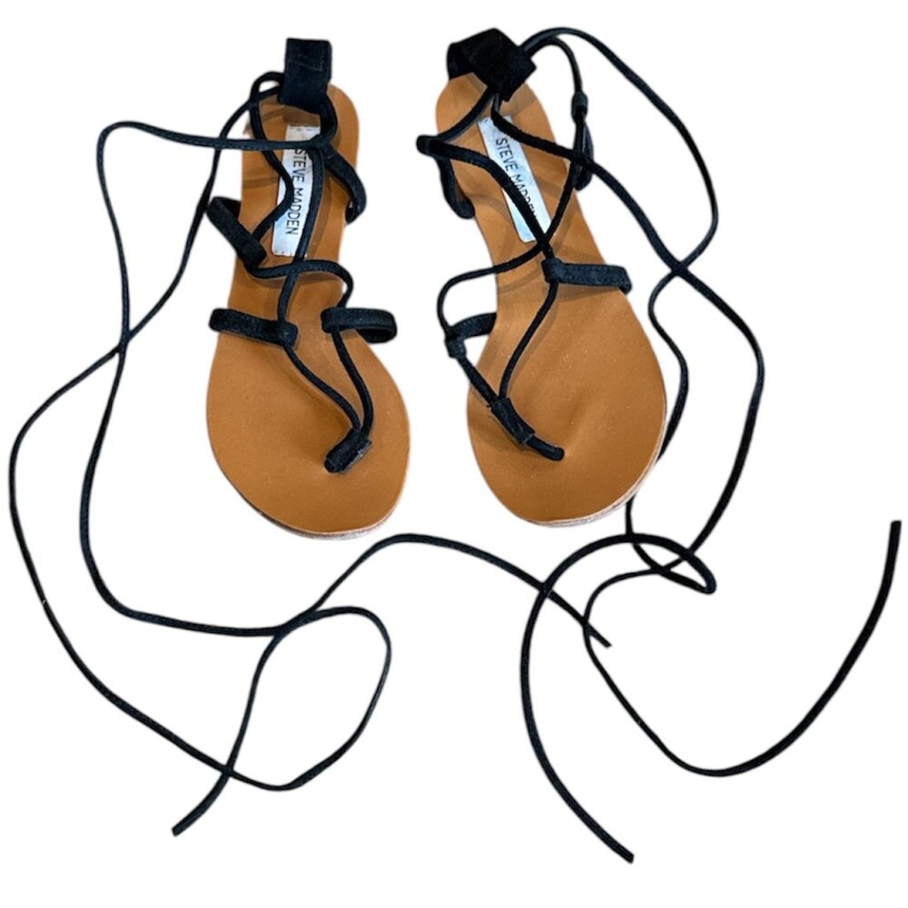 Steve Madden Black Suede Strappy Gladiator Sandal